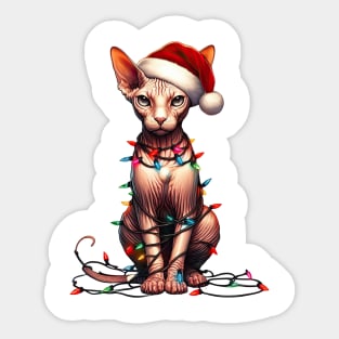 Christmas Sphynx Cat Sticker